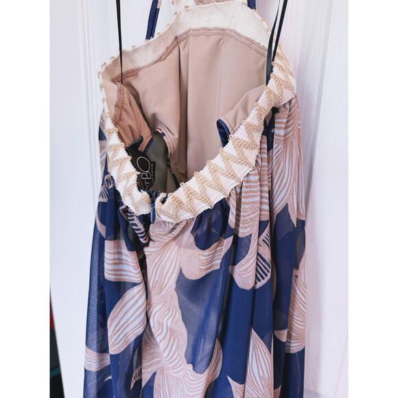 PatBo Stargazer Navy Floral Maxi Dress XS Halter Boho Coastal Vacation Boho Luxe - Picture 11 of 12